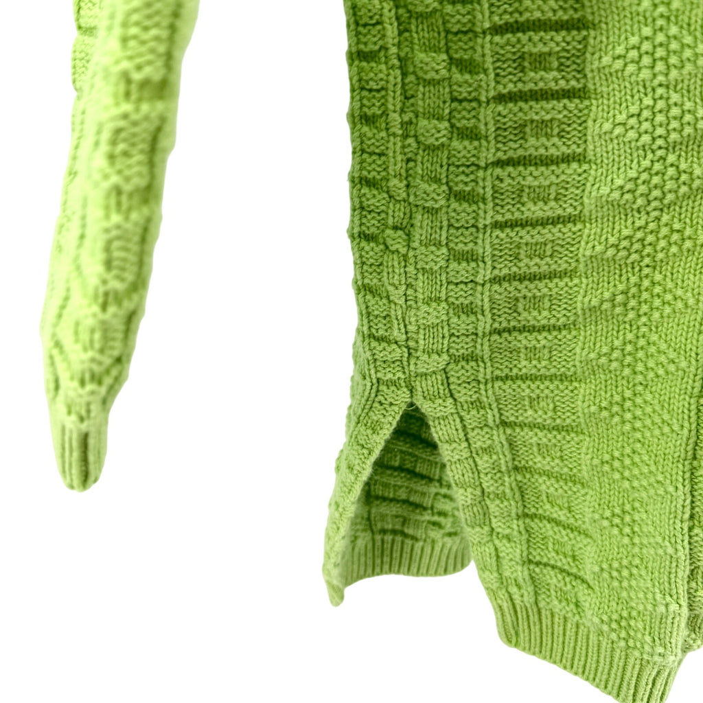 Vintage 90s American Knitworks Neon Lime Green 100% Cotton Grid Knit Sweater