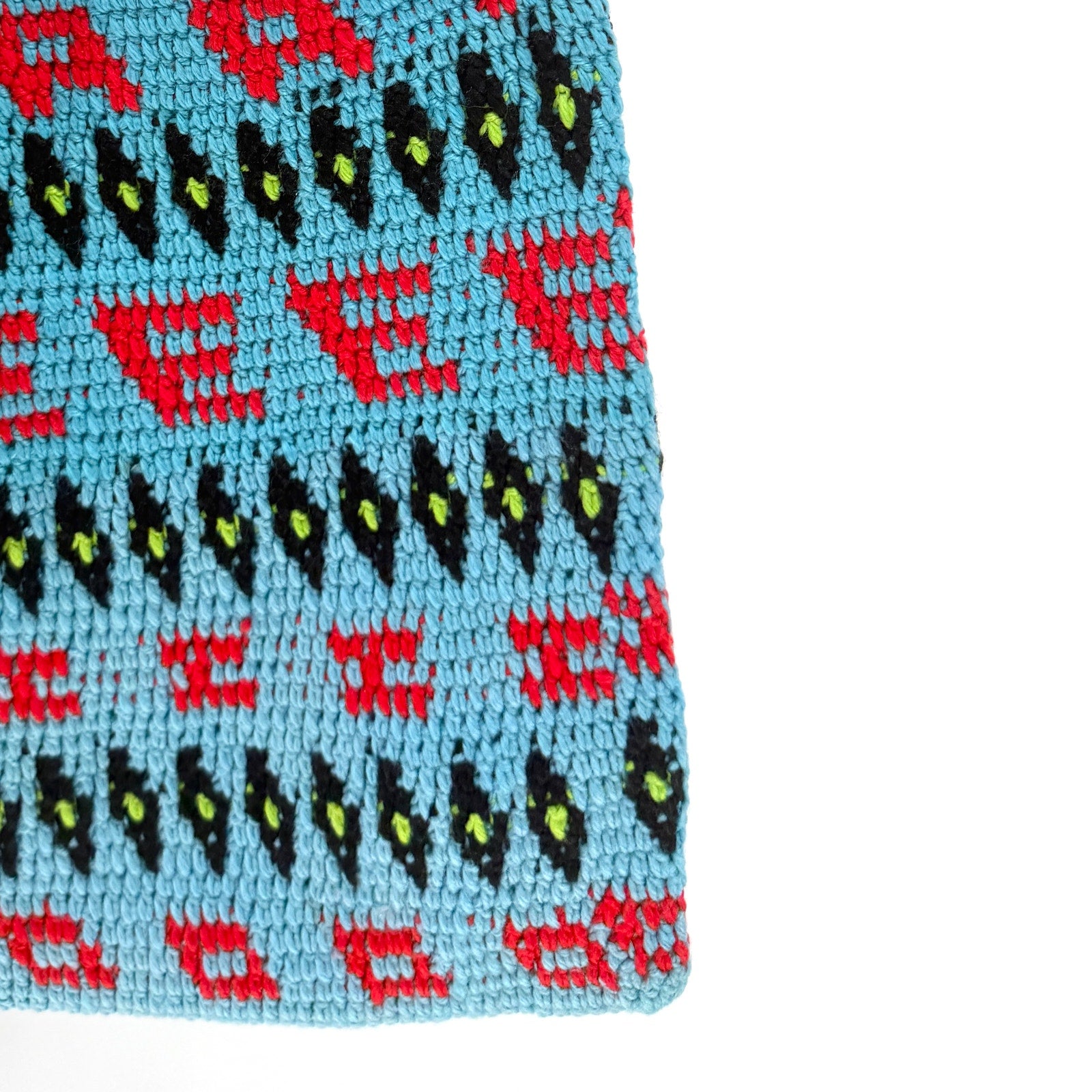 Vintage 90s Blue Graphic Woven Handmade South American Crossbody Bag