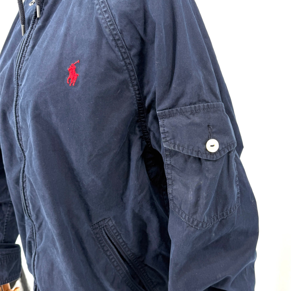 Polo Ralph Lauren Navy Blue Red Pony Logo Hooded Utility Windbreaker Jacket