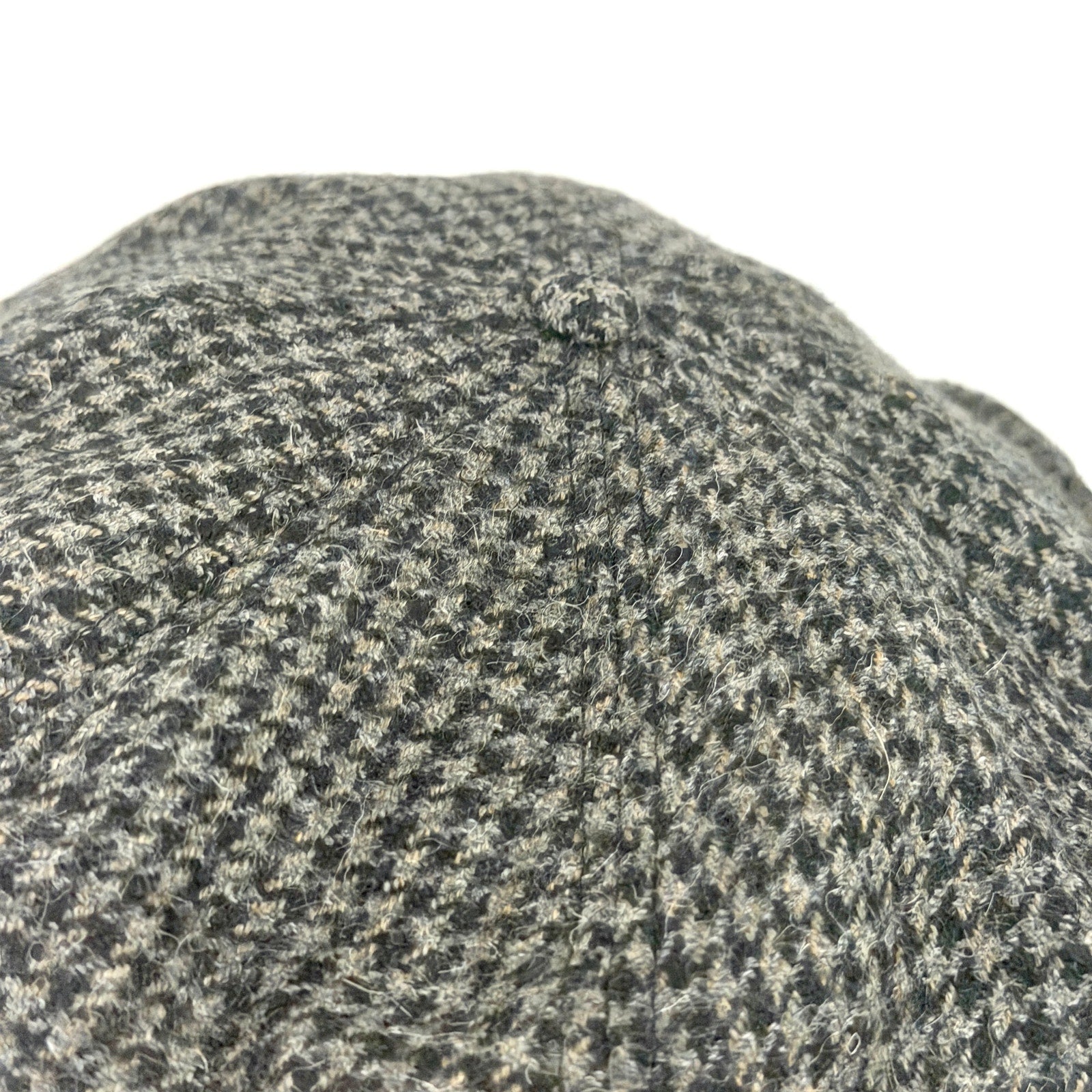 Vintage 90s Perry Ellis Portfolio Grey Black Houndstooth 100% Wool Newsboy Hat