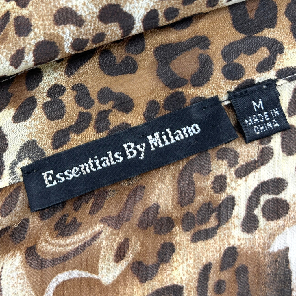 Essentials by Milano Leopard Print Sheer Peplum Blouse