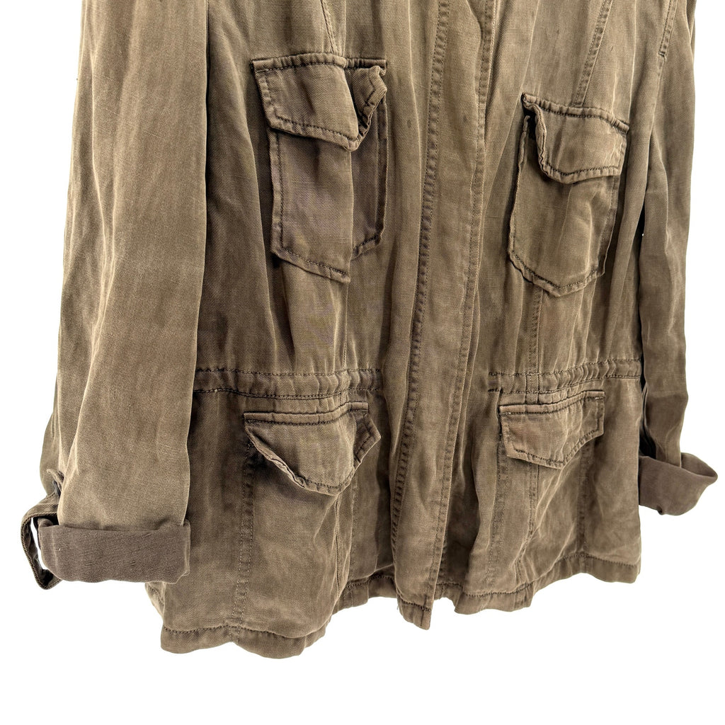 Sanctuary Army Green Olive Utility Field Military Lightweight Jacket