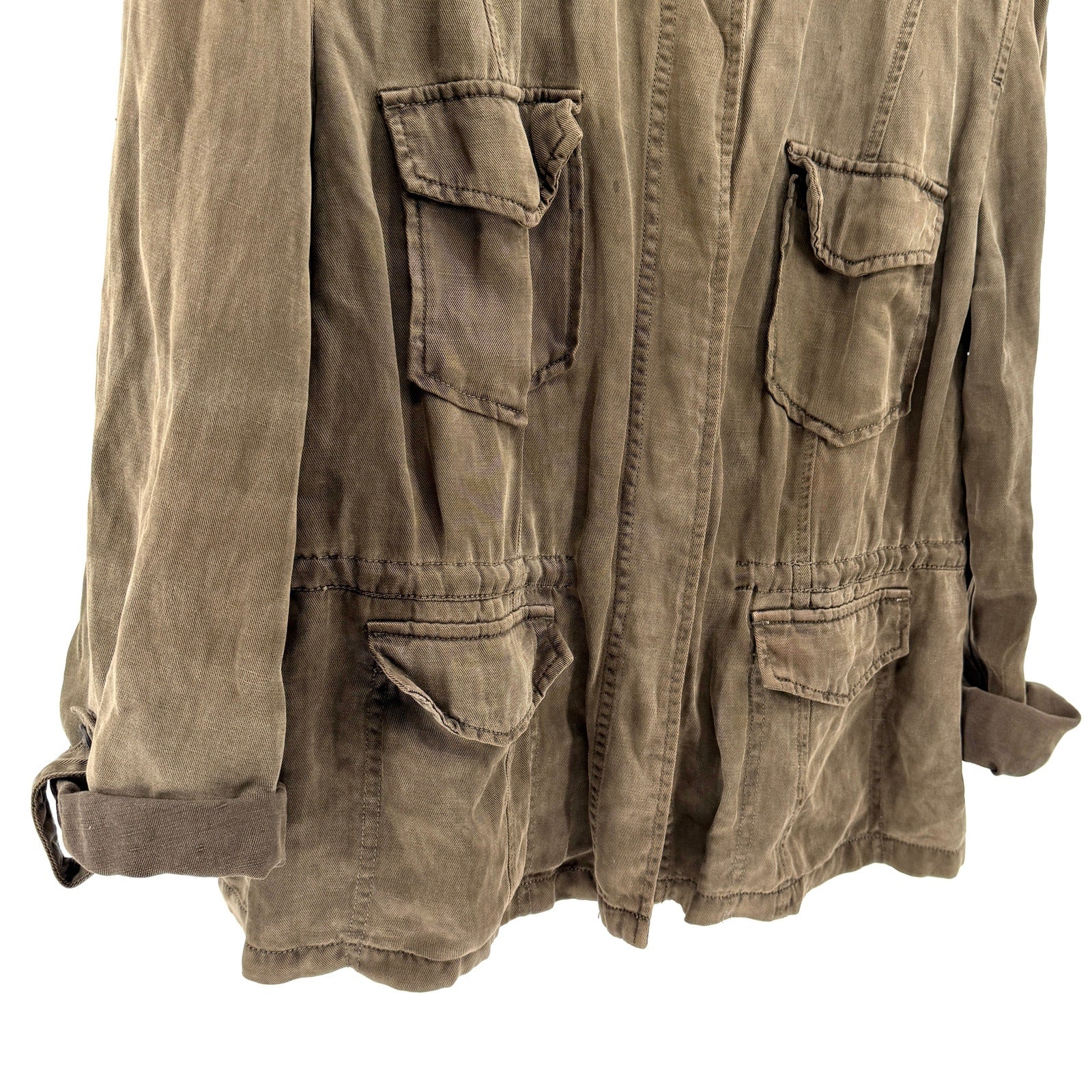 Sanctuary Army Green Olive Utility Field Military Lightweight Jacket
