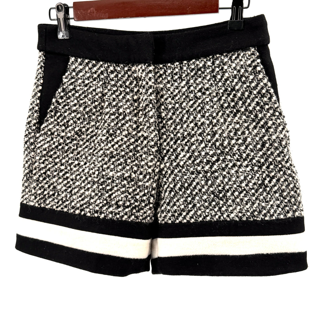 Style Mafia Black White Tweed Colorblock Mini Shorts