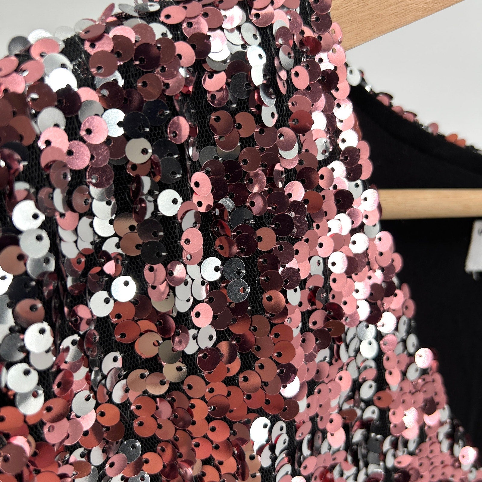 Universal Standard for J.Crew Pink Silver Sequin Jersey Lined Mini Dress