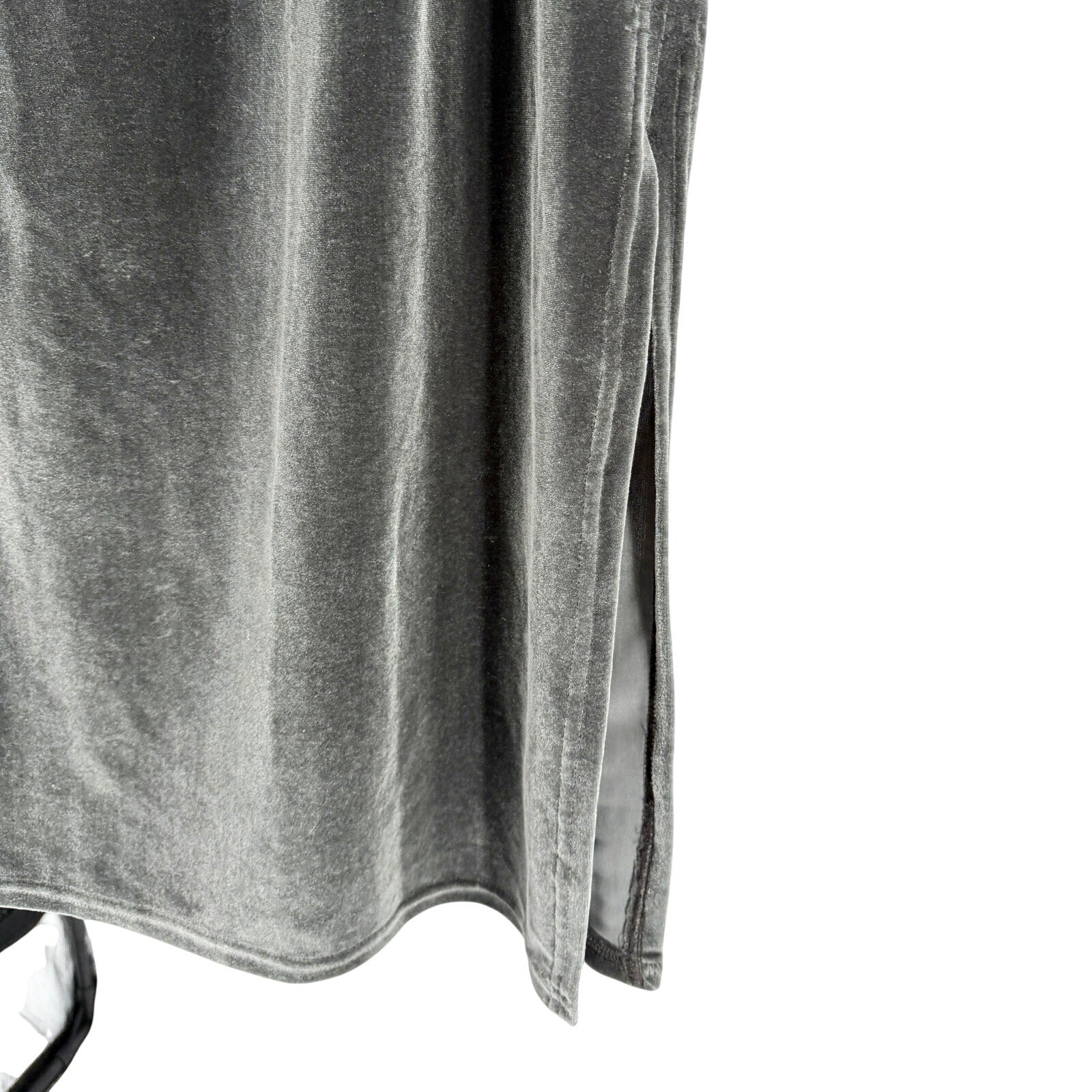 Vintage Y2K Double D Ranch Gray Velvet Country Slit Long Maxi Skirt
