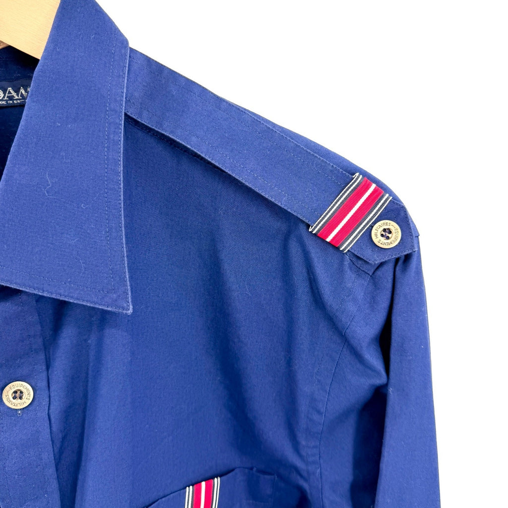 Vintage 70s Damon Blue Military Epaulette Shirt