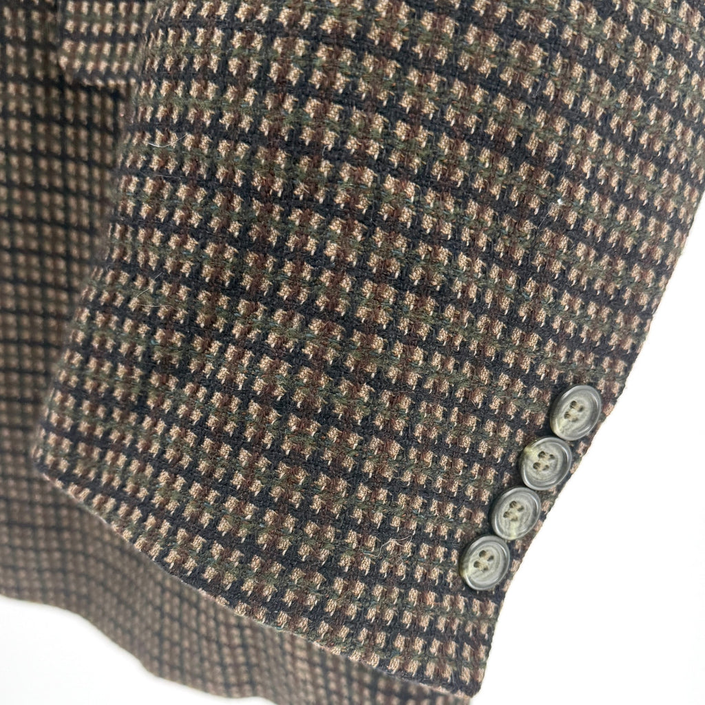 Vintage Y2K Bachrach Brown Blue Plaid Cashmere Blend Blazer