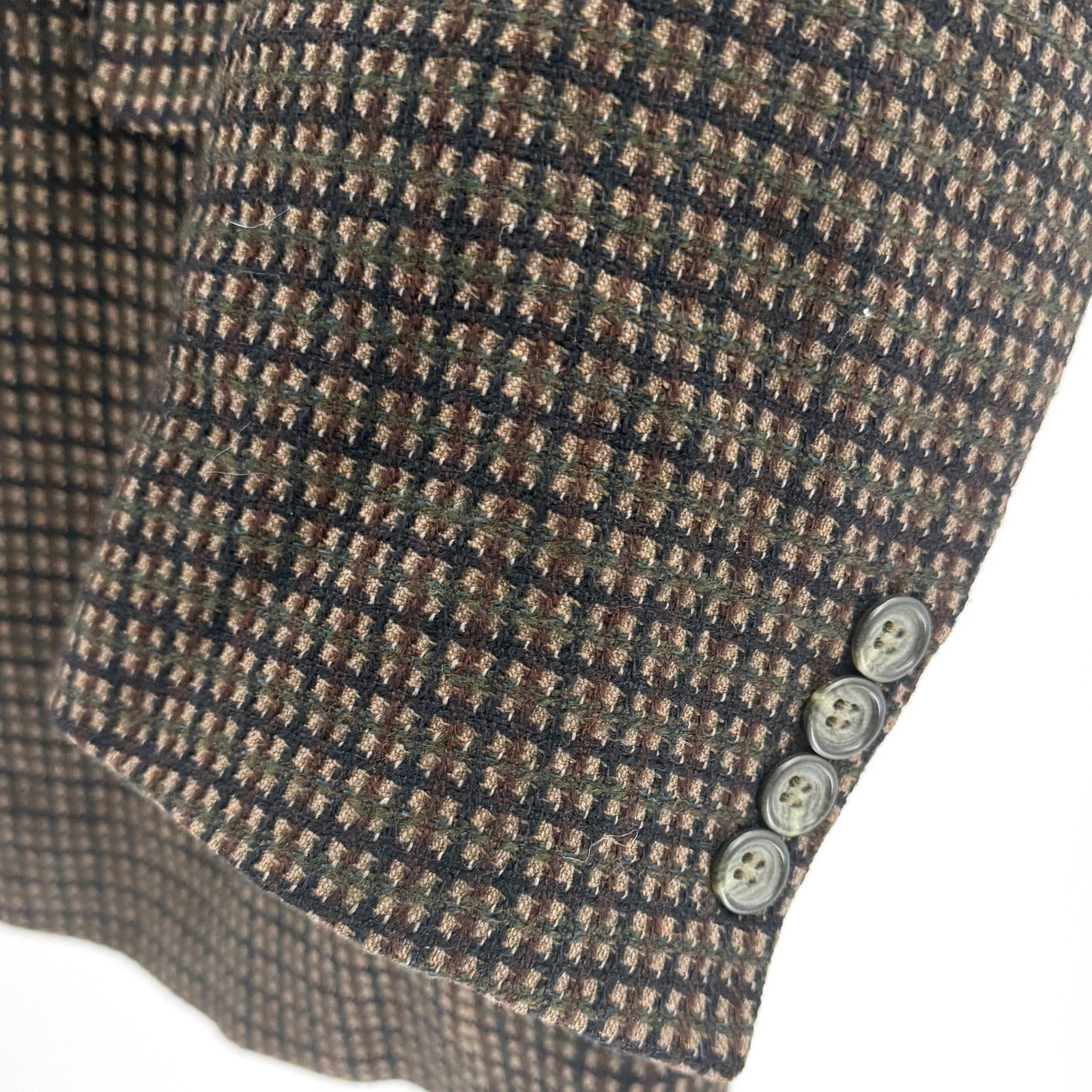 Vintage Y2K Bachrach Brown Blue Plaid Cashmere Blend Blazer