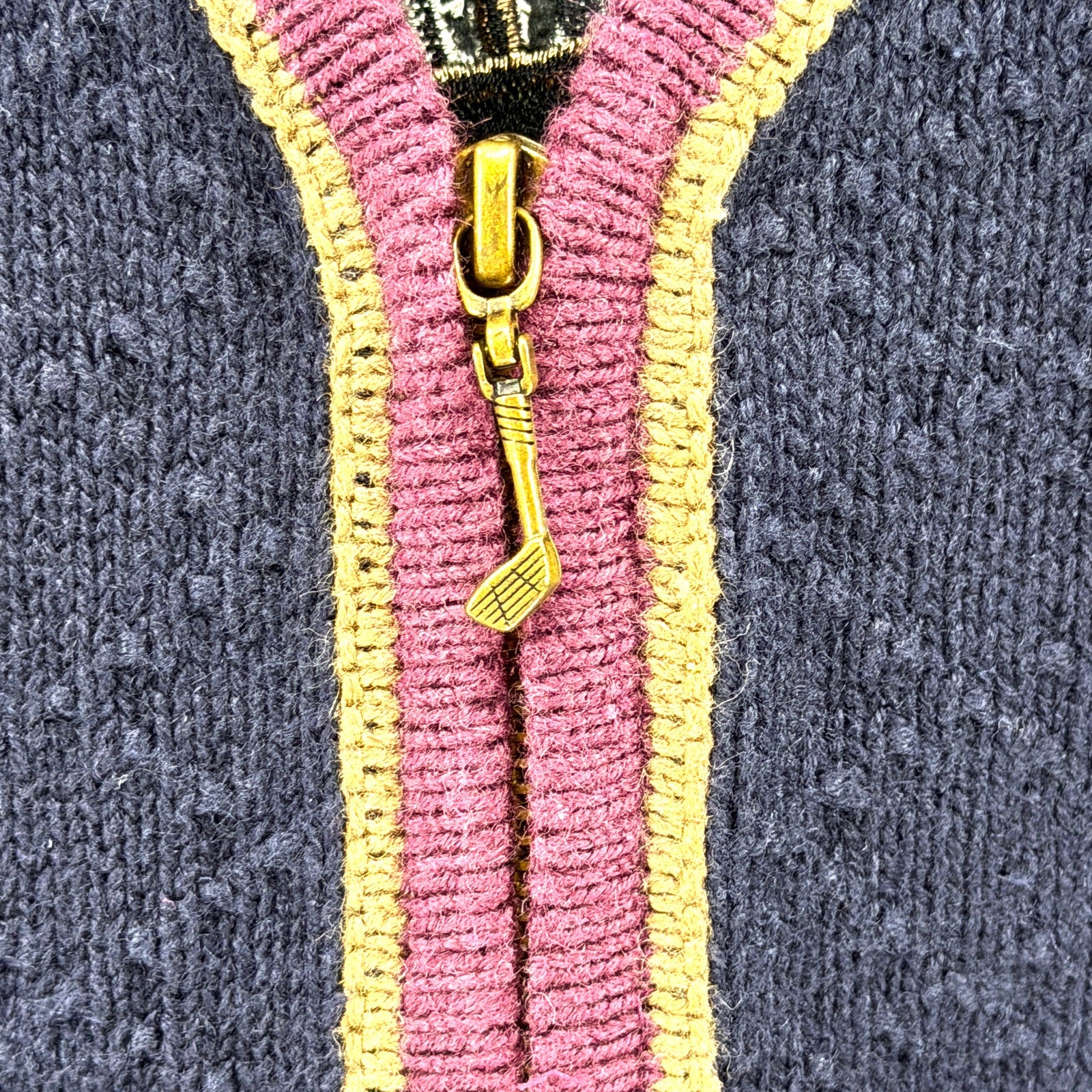 90s Vintage Christopher & Banks Navy Blue Golf Themed Zip Up Sweater Vest