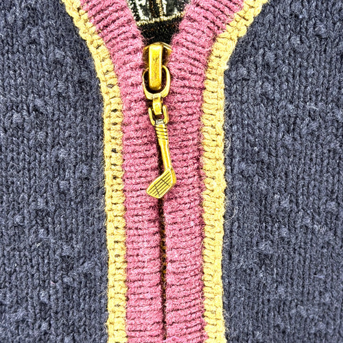 90s Vintage Christopher & Banks Navy Blue Golf Themed Zip Up Sweater Vest