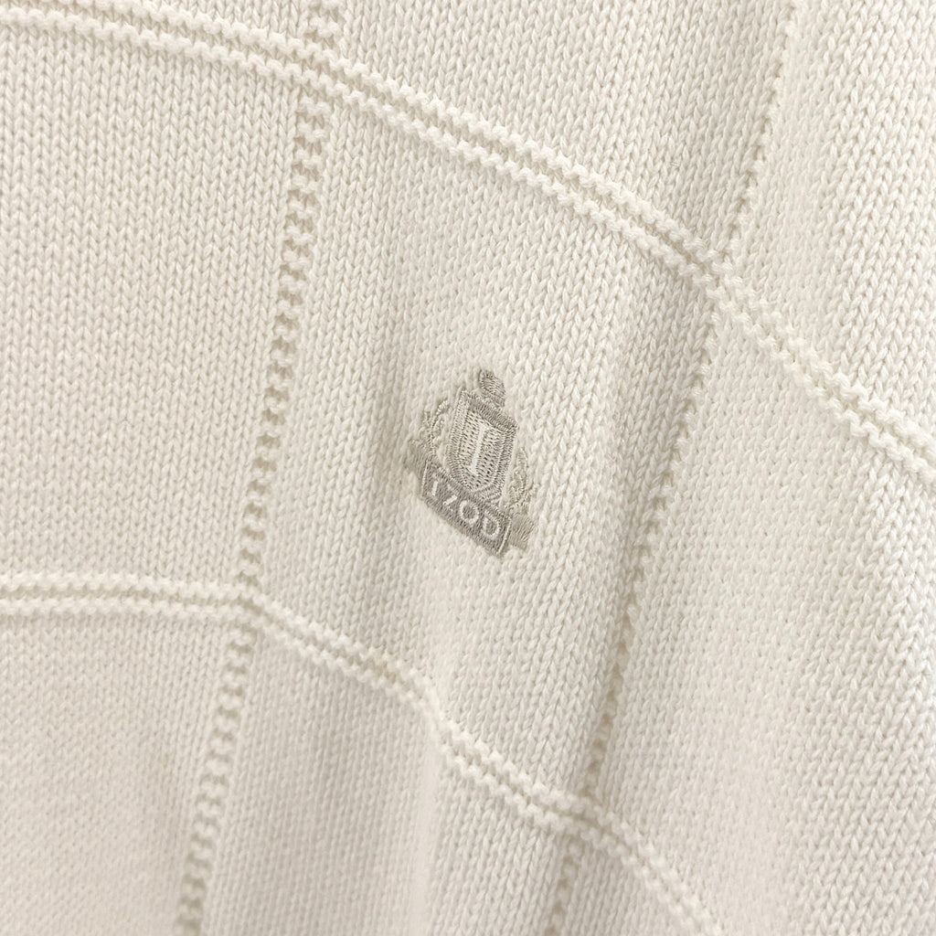 Vintage 90s Izod White 100% Cotton Chunky Grid Knit Crewneck Sweater