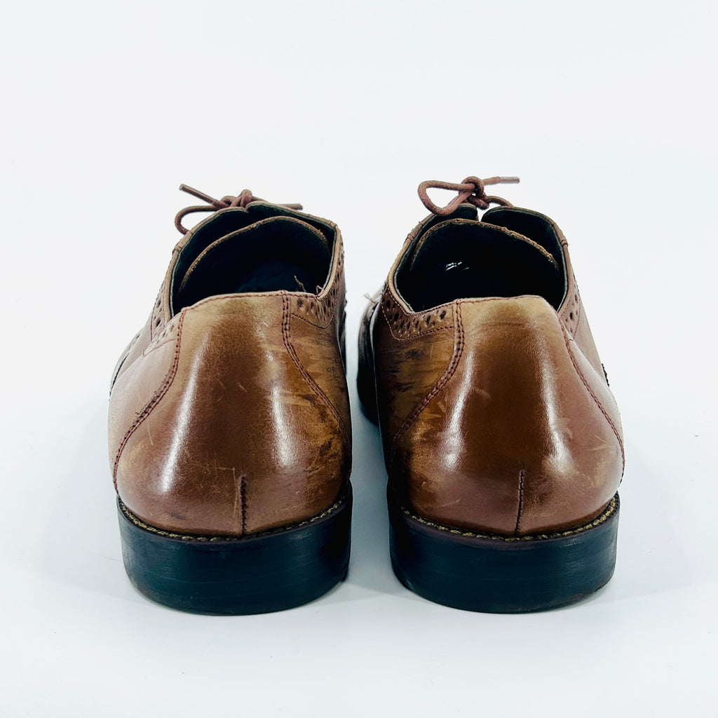 Stacy Adams Brown Tan Leather Wingtip Brogue Oxford Dress Shoes