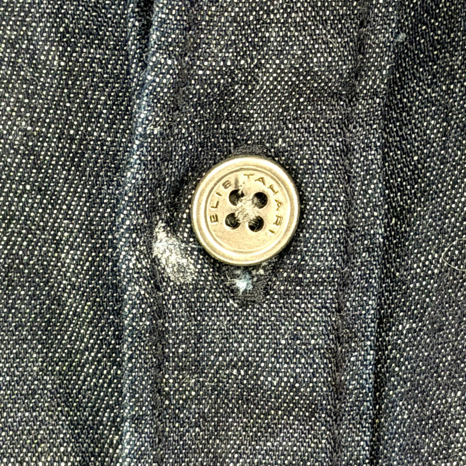 Elie Tahari Blue Cotton Linen Chambray Colorblock Patchwork Shirt