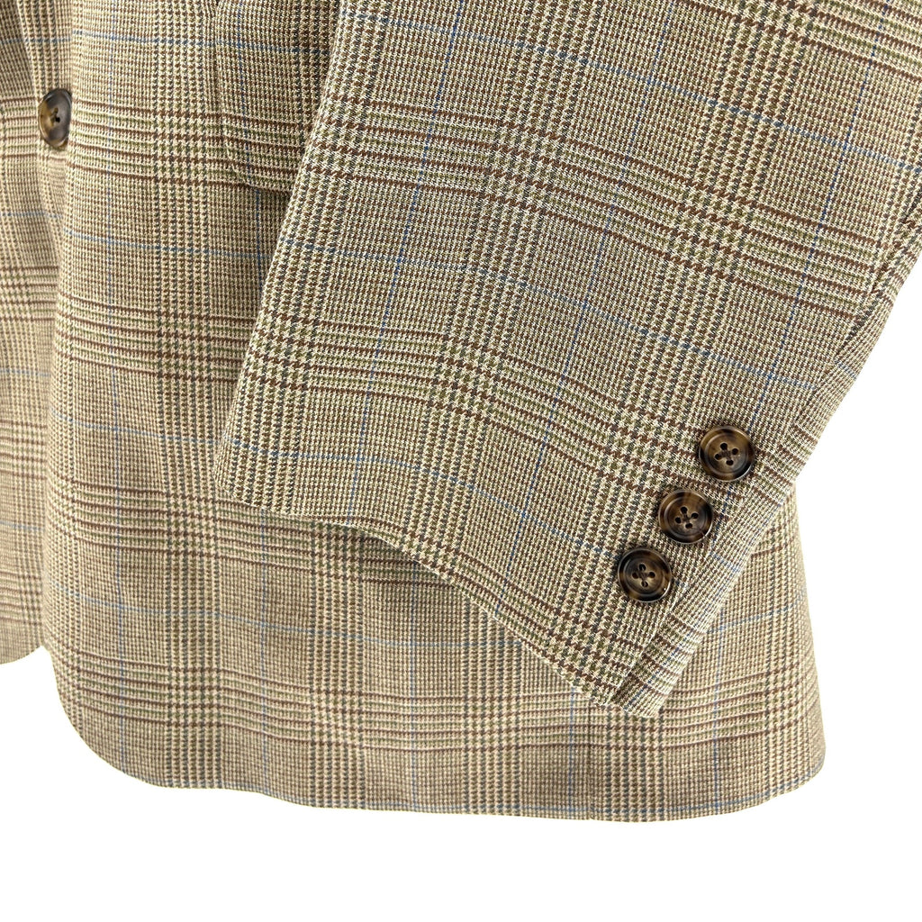Vintage 90s Burberry Tan Wool Plaid Classic Tailored Blazer