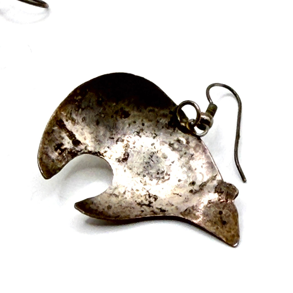 Vintage 90s Stamped Sterling Silver Hematite Southwestern Bear Fetish Earrings