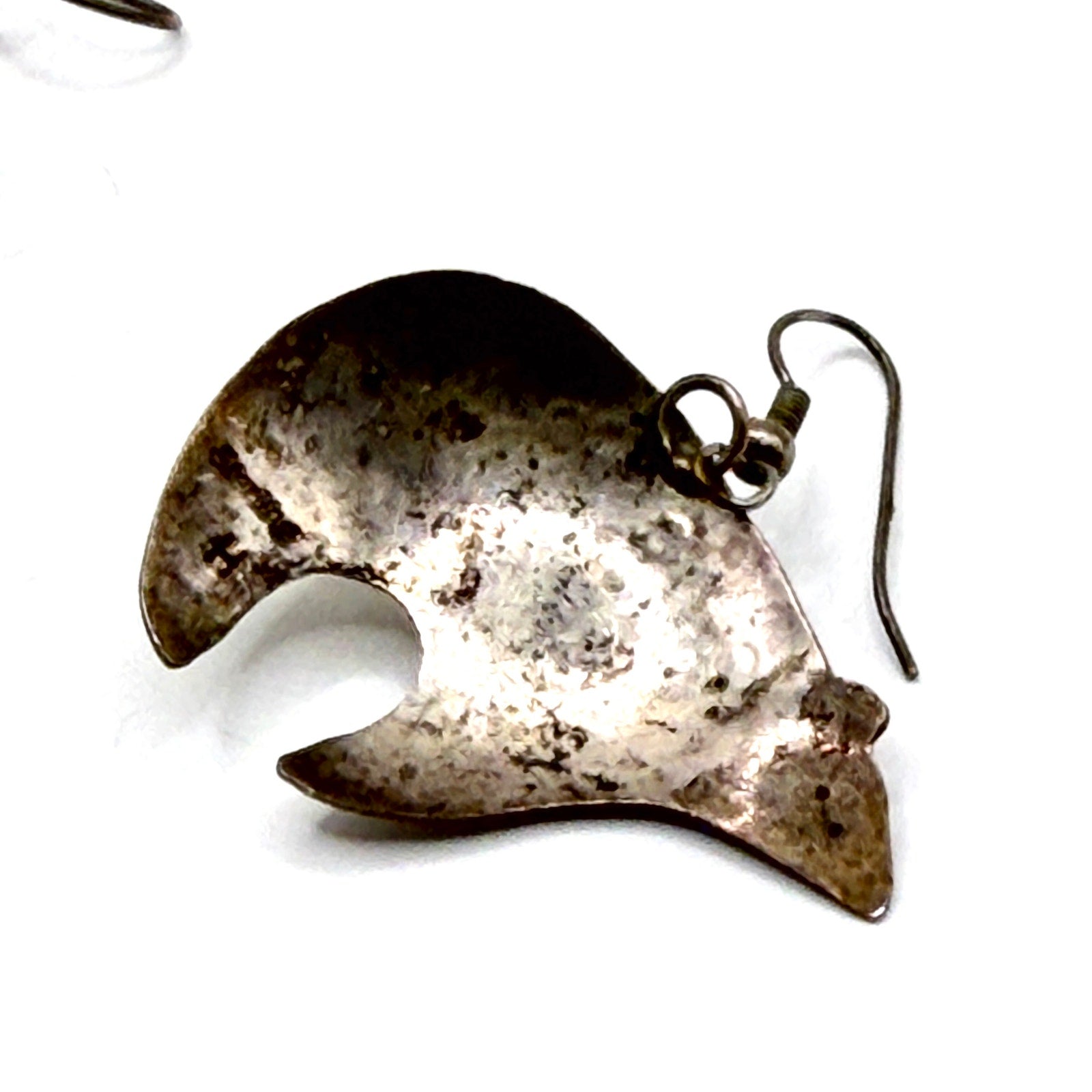 Vintage 90s Stamped Sterling Silver Hematite Southwestern Bear Fetish Earrings