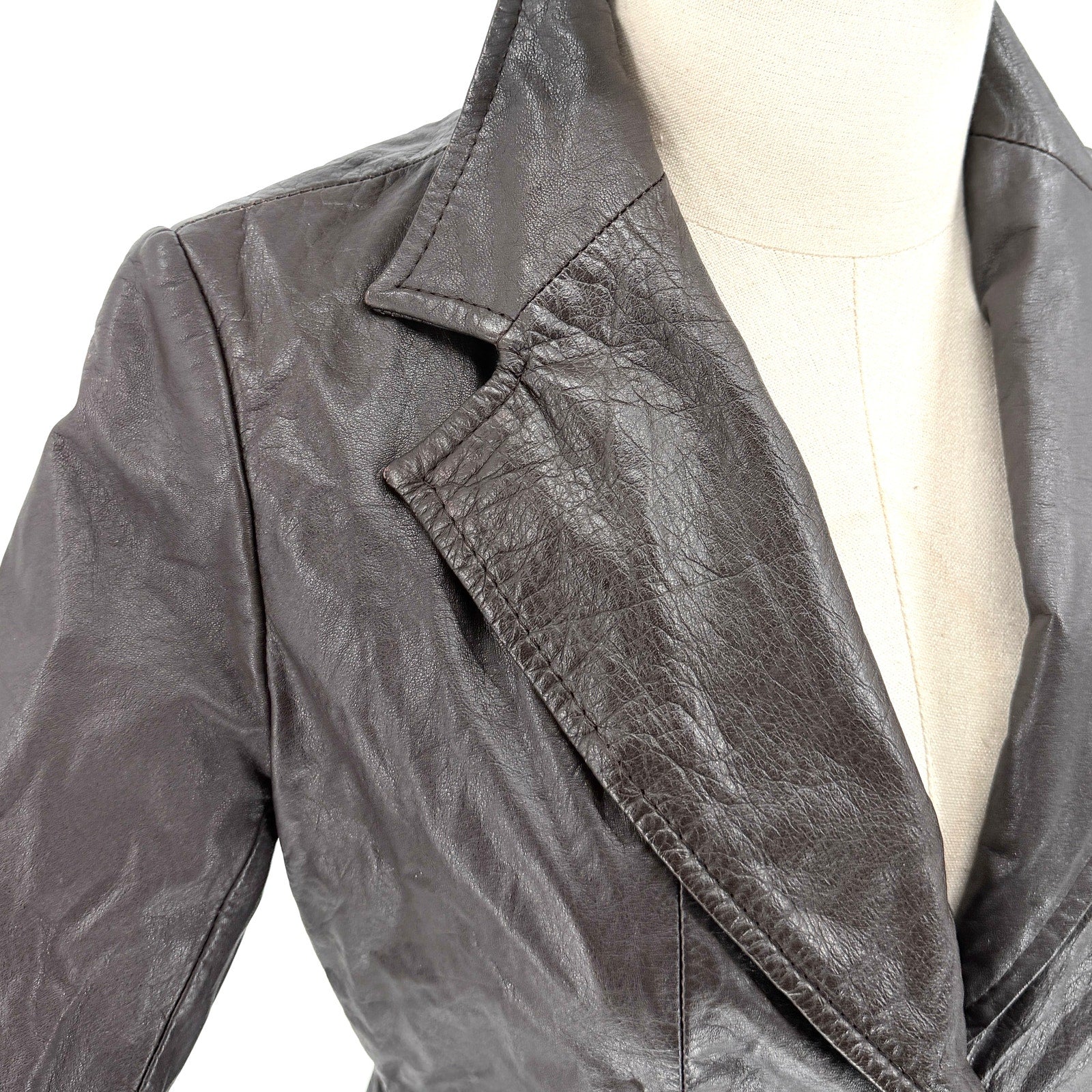 Vintage 80s Dark Brown Genuine Leather Jacket Blazer
