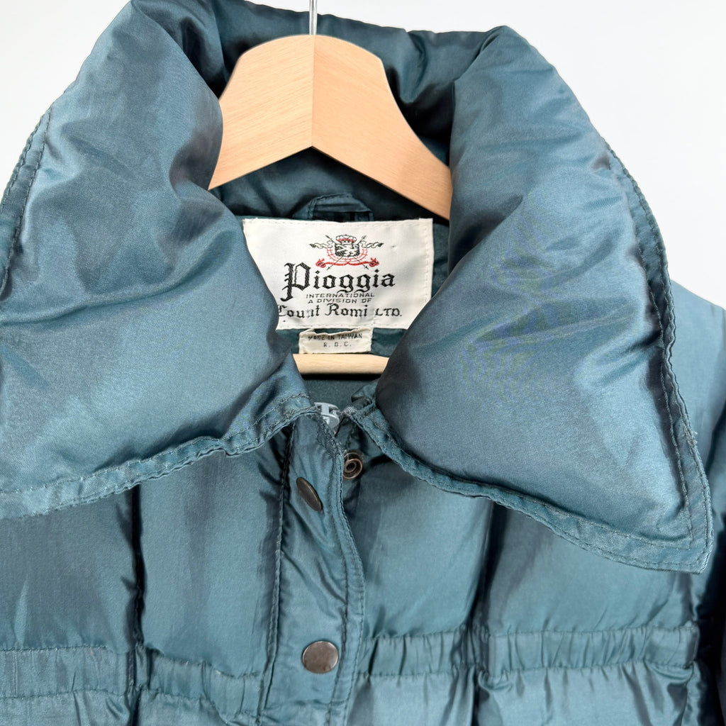 Vintage 80s Pioggia Count Romi Teal Iridescent Down Filled Puffer Jacket