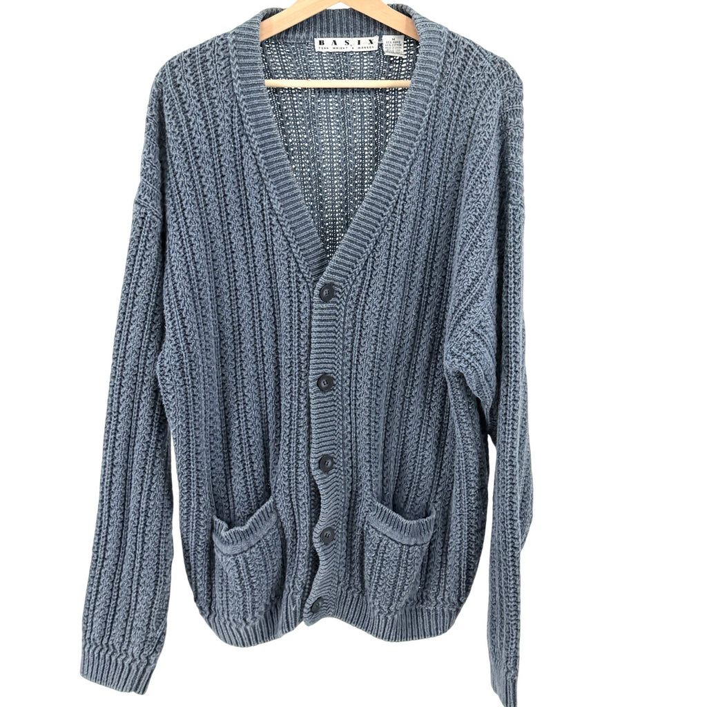 Vintage 90s Basix Fenn Wright Manson Indigo Grunge Chunky Cardigan Sweater