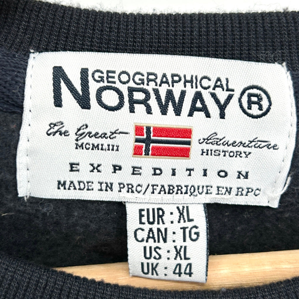 Geographical Norway Navy Blue Logo Graphic Crewneck Sweatshirt