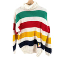 Vintage 80s Lizwear Liz Claiborne Cream Striped Ski Turtleneck Sweater