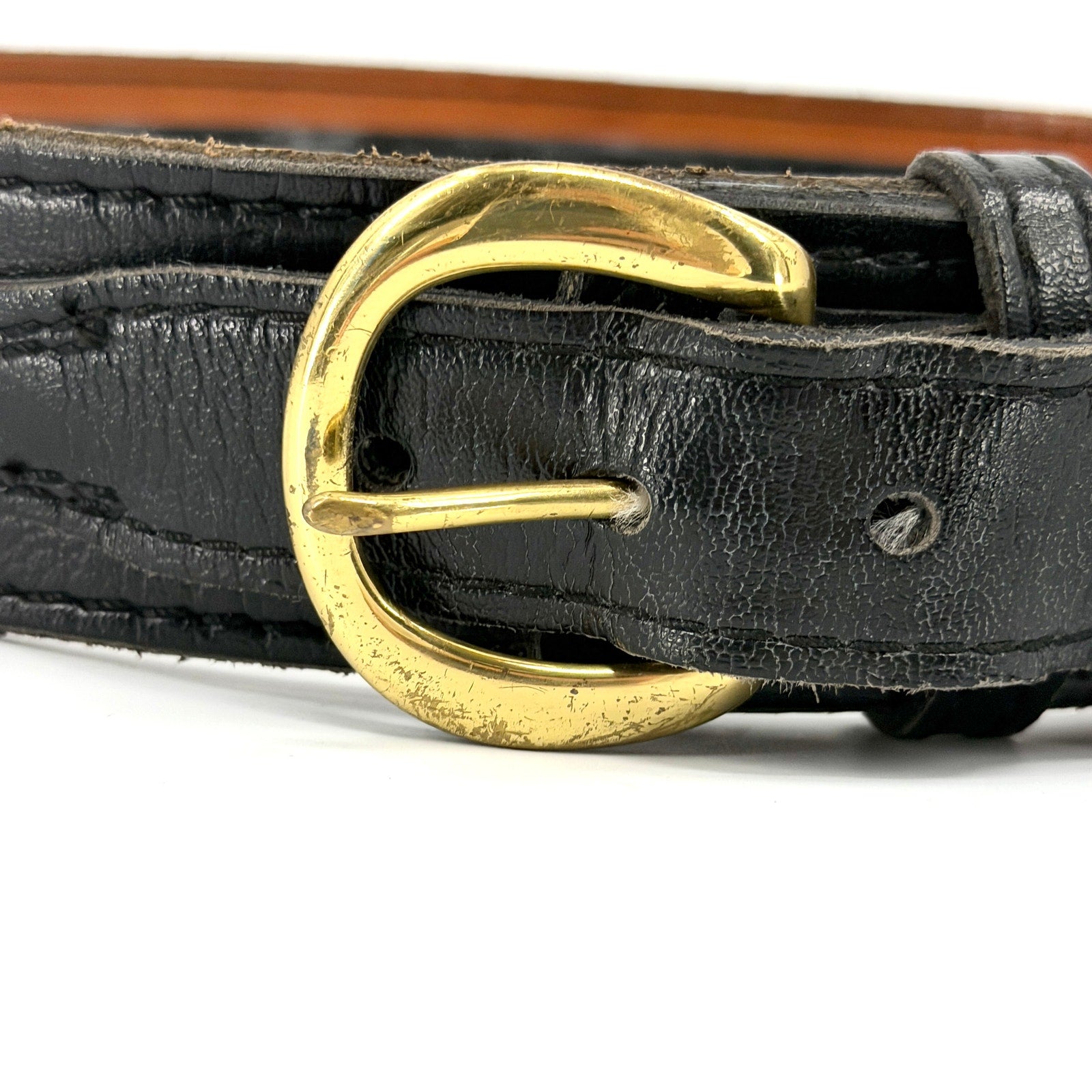 Vintage Y2K Safariland Black Genuine Leather Solid Brass Buckle Wide Duty Belt