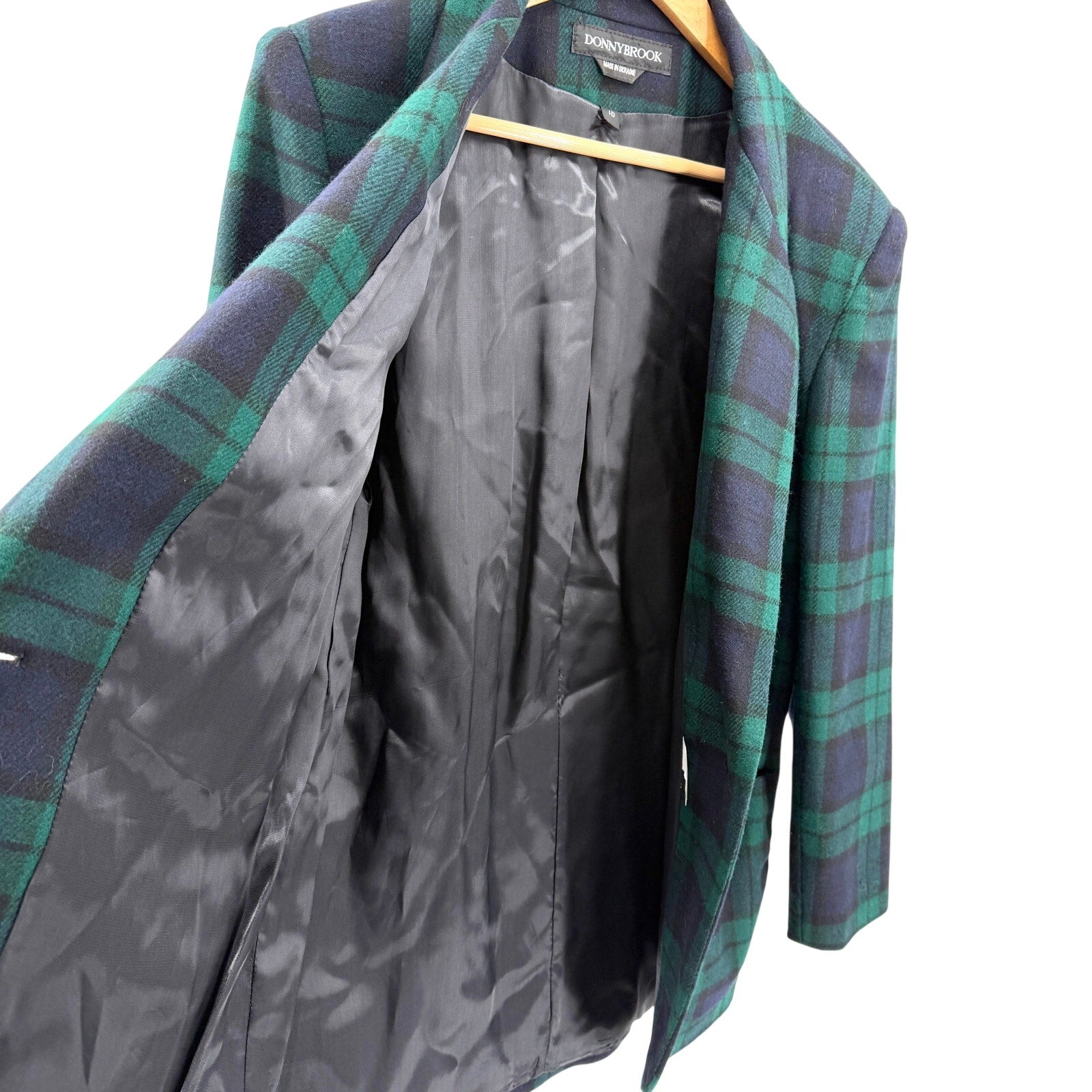 Vintage 90s Donnybrook Navy Green Black Watch Tartan Blazer