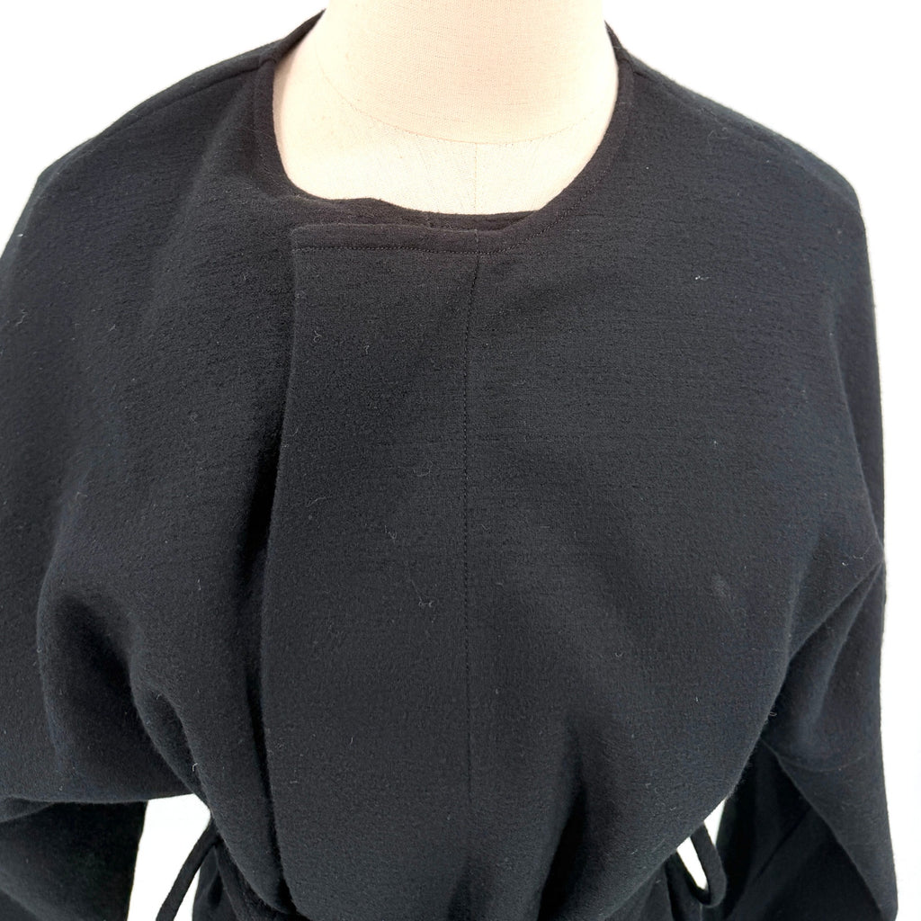 COS Black Wool Cotton Minimalist Belted Duster Jacket