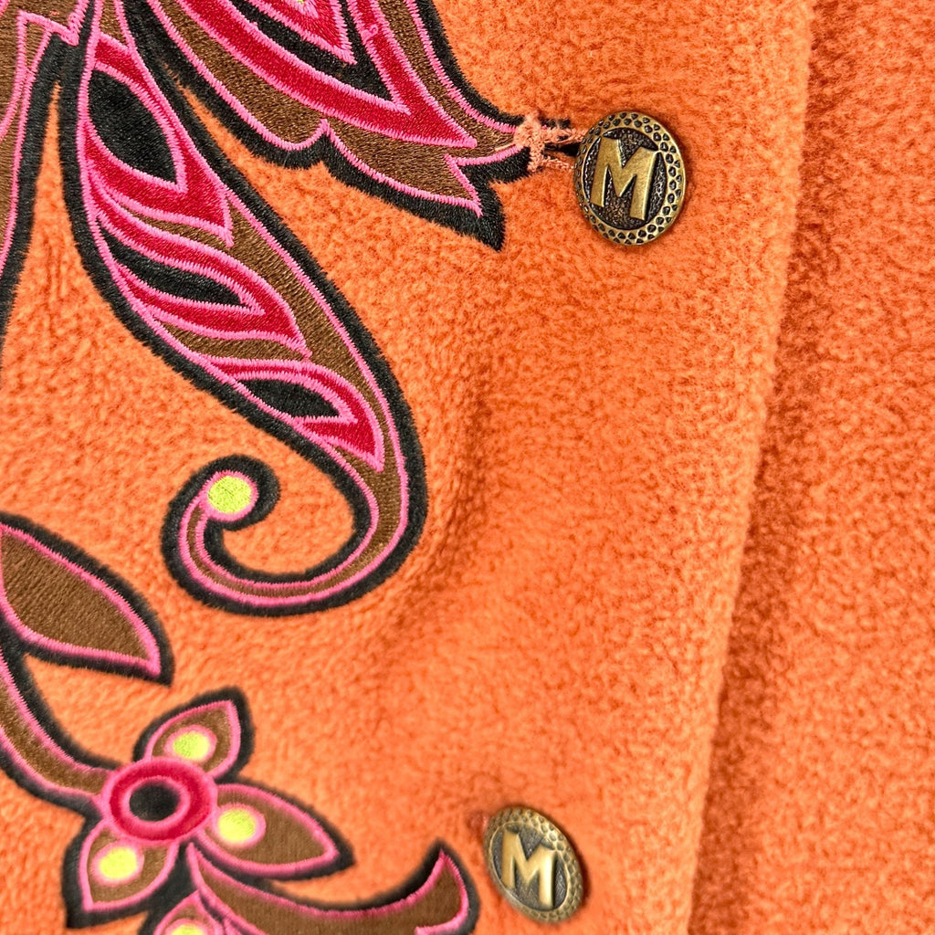 Vintage 90s Bob Mackie Orange Fleece Embroidered Jacket