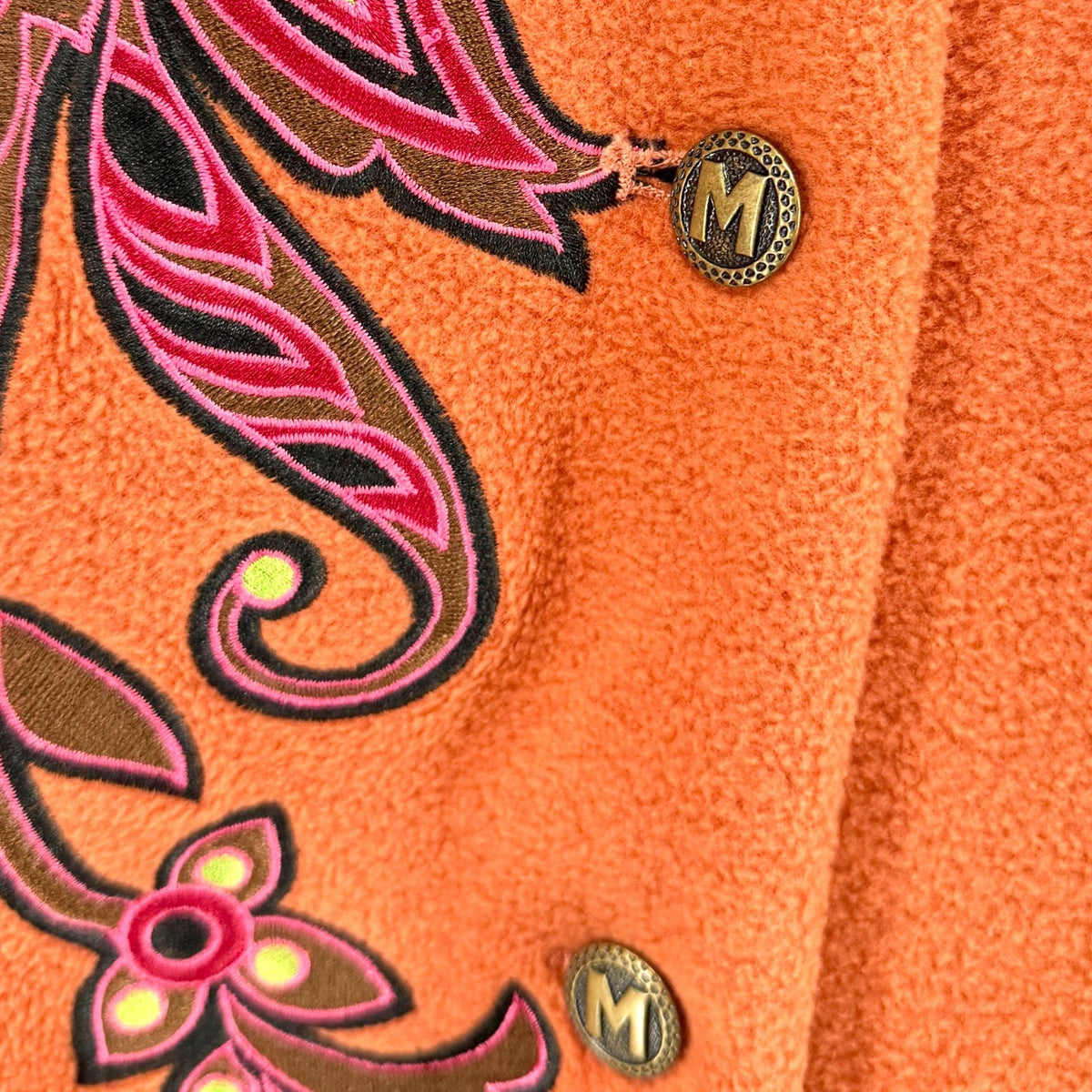 Vintage 90s Bob Mackie Orange Fleece Embroidered Jacket