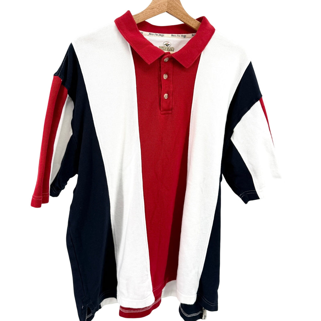 RedHead by Bass Pro Shops Red White Navy Colorblock 100% Cotton Polo