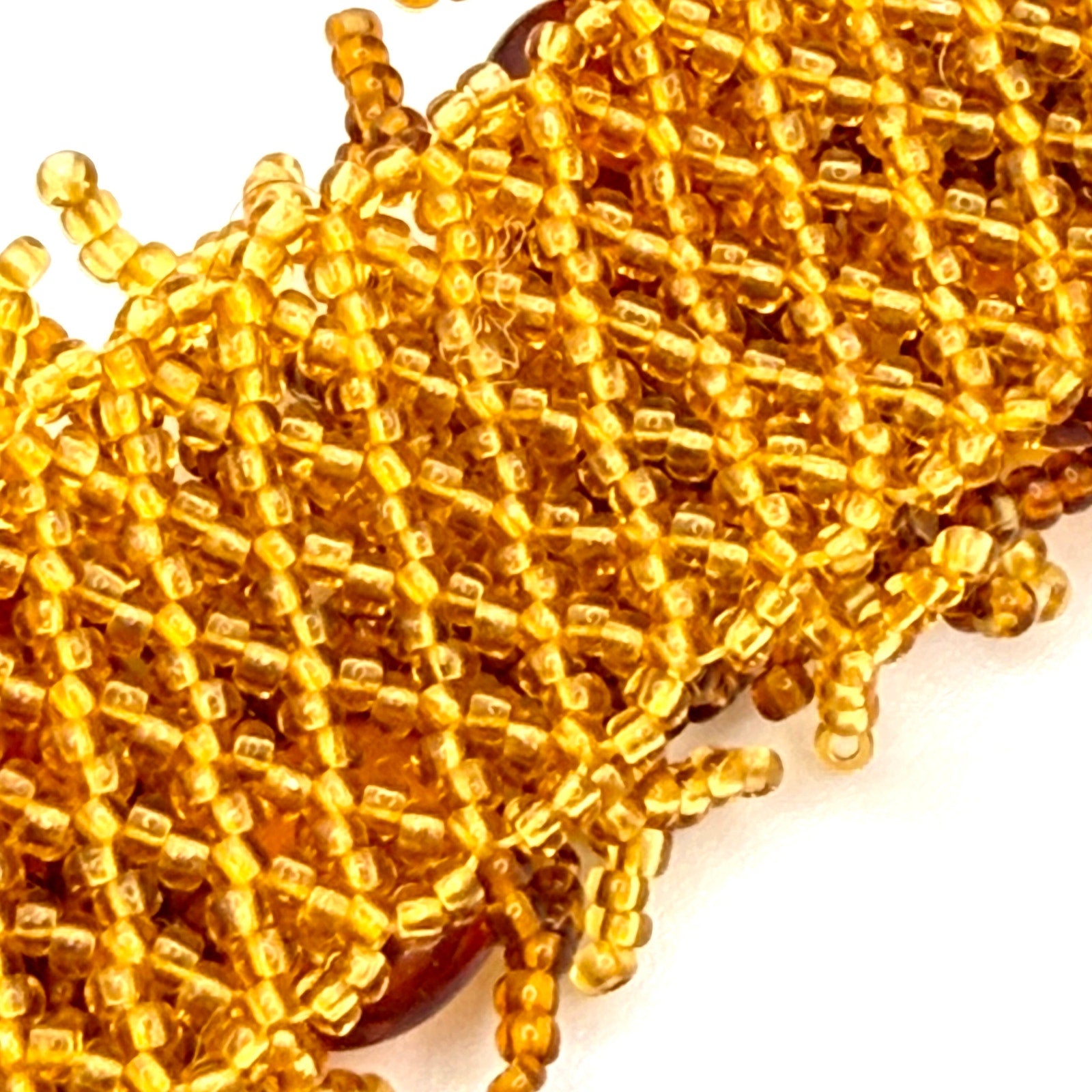 Vintage 90s Amber Gemstone Shag Fringe Beaded Statement Bracelet