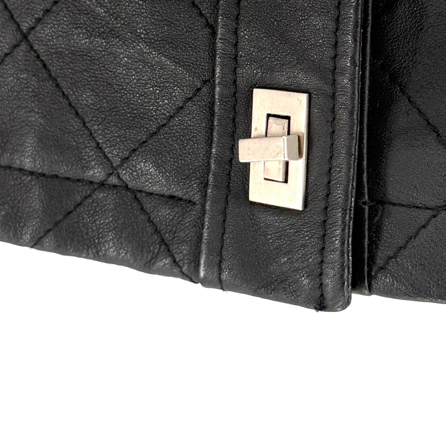 Dialogue Black Genuine Leather Quilted Silver Toggle Button Jacket