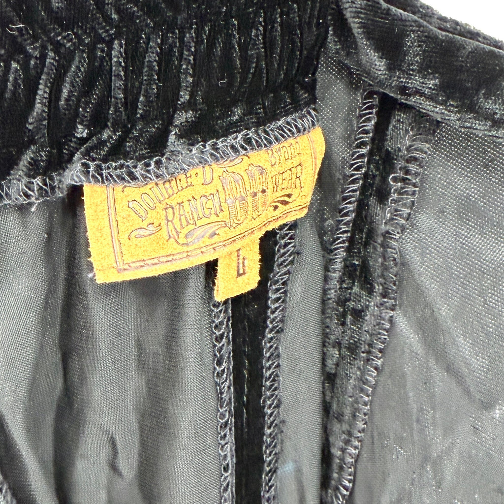Vintage 90s Double D Ranchwear Embroidered Black Velvet Vest and Maxi Skirt Set
