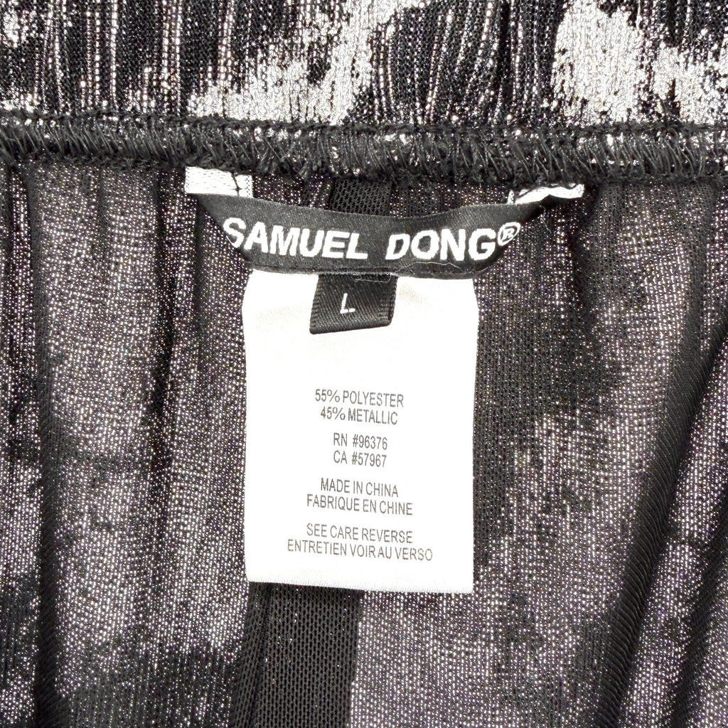 Vintage Y2K Samuel Dong Black Silver Maximalist Tiered Wide Leg Cropped Pants