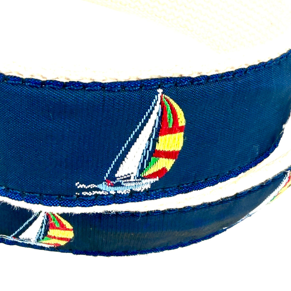 Leather Man Ltd Navy Tan Preppy Sailboat Belt