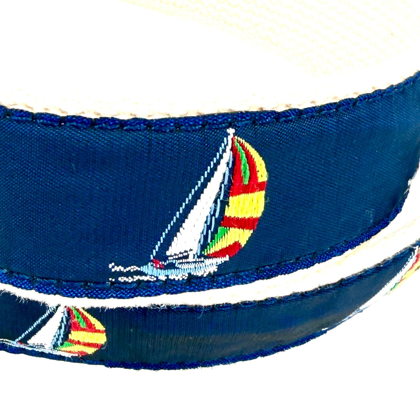 Leather Man Ltd Navy Tan Preppy Sailboat Belt