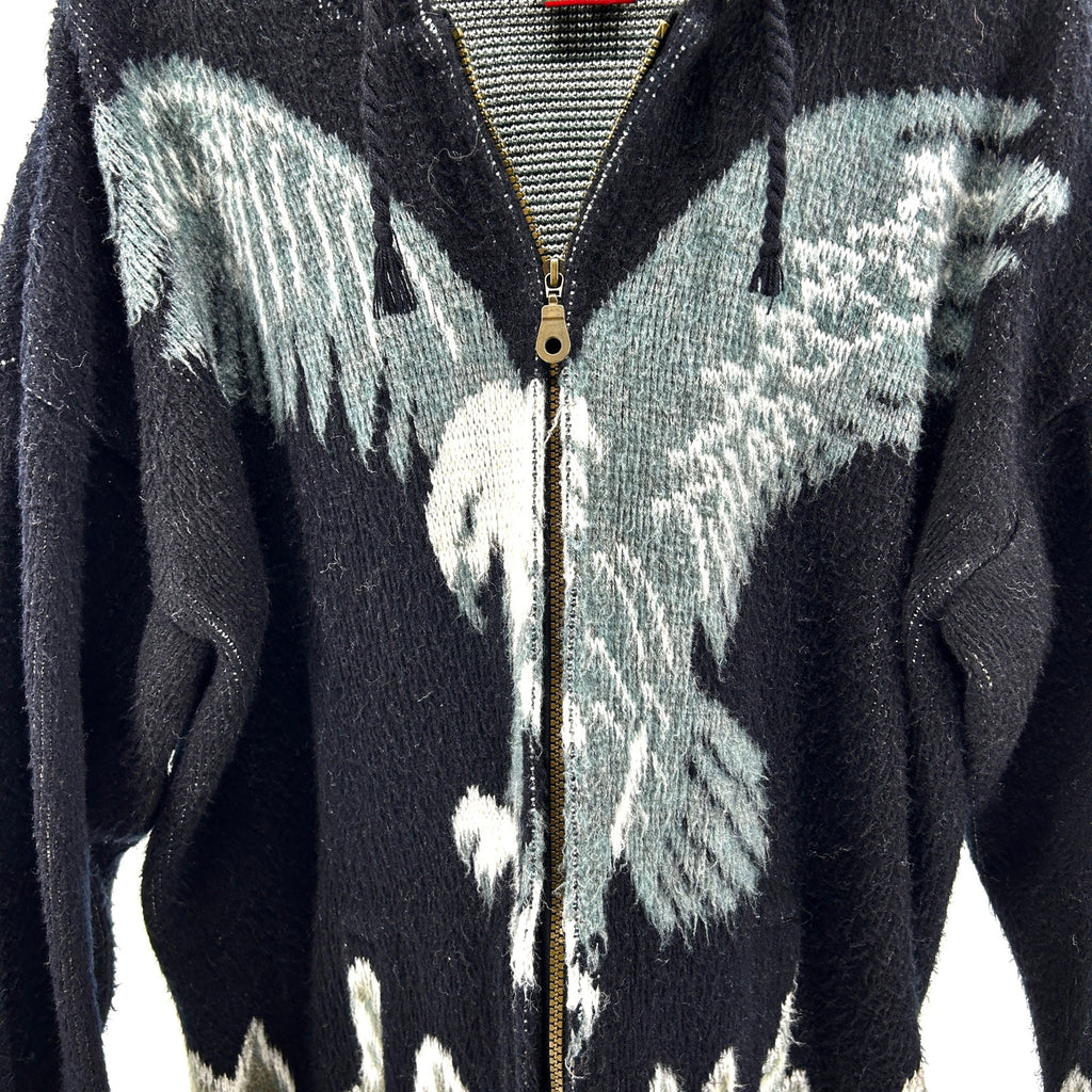 Ruminahui Black Gray 100% Wool Eagle Mountains Zip Hoodie Sweater