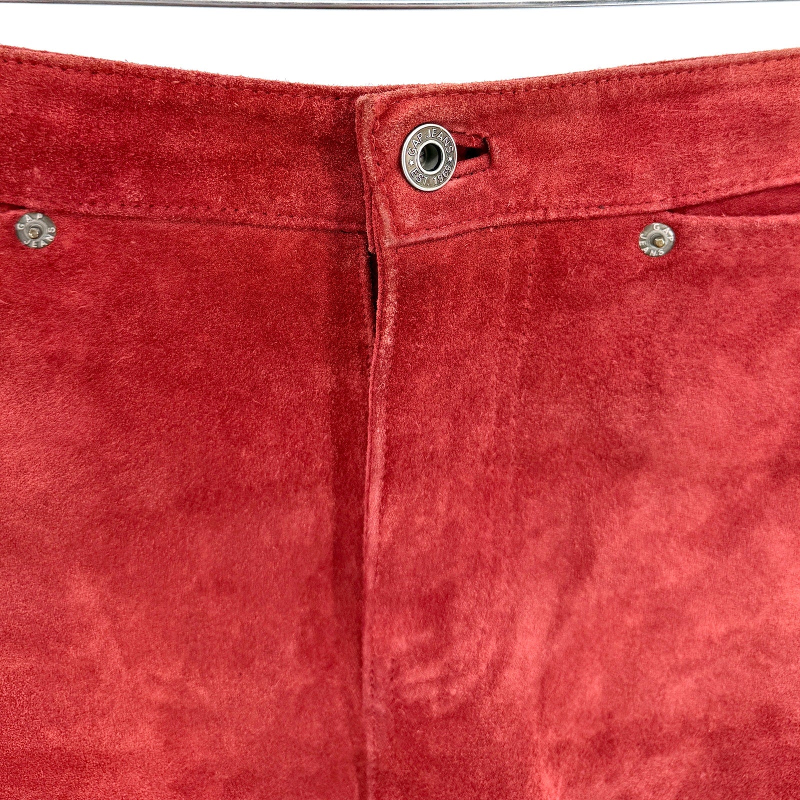 Vintage 90s Gap Brick Red Genuine Suede Western A-Line Skirt