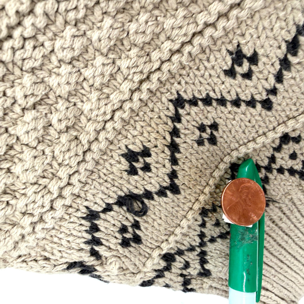 Vintage 90s Nick Danger Beige Black 100% Cotton Fair Isle Crewneck Knit Sweater