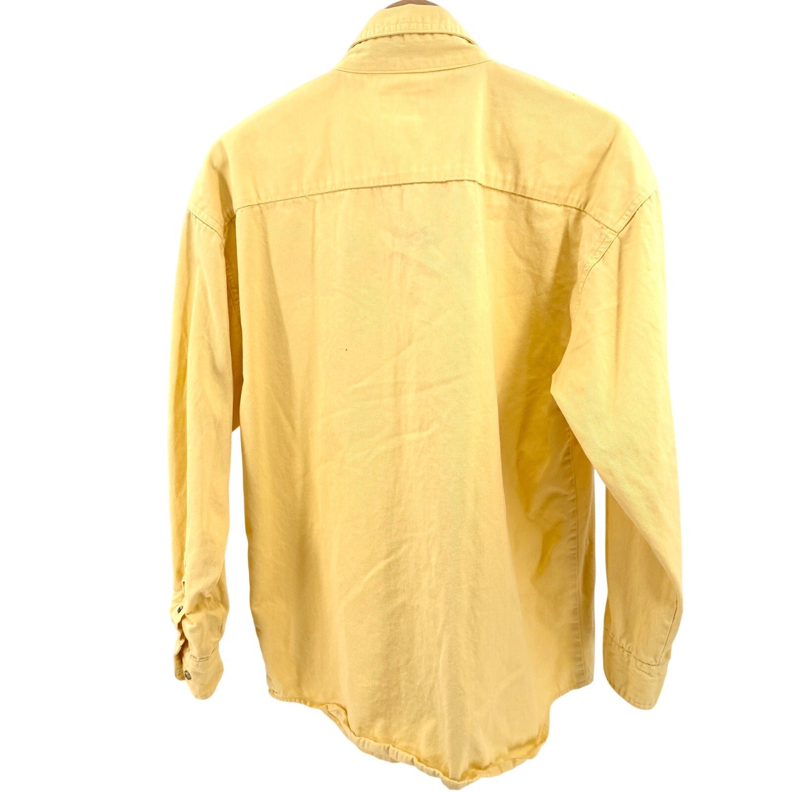 Vintage 90s Camp Creek Yellow 100% Cotton Novelty Reading Patch Shirt