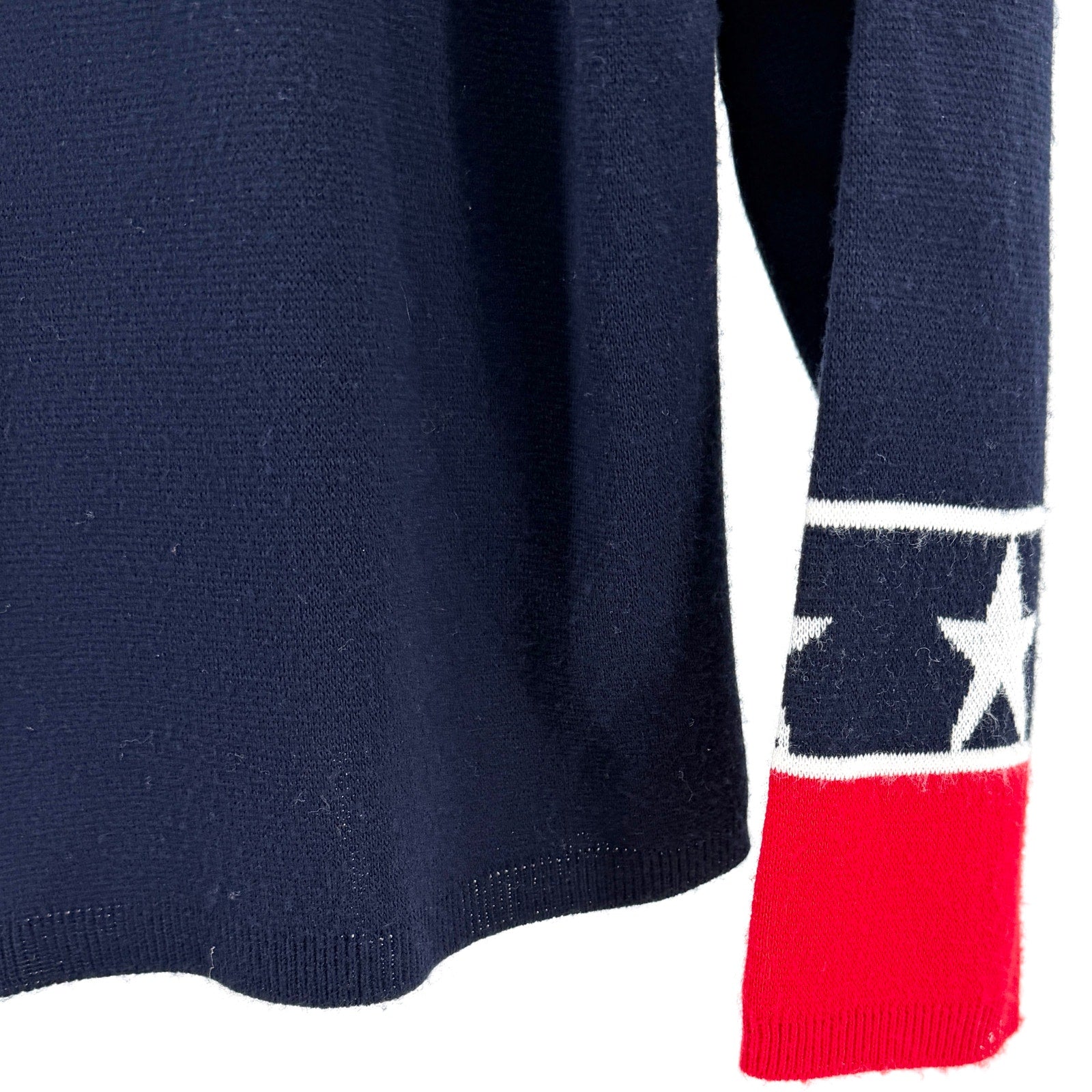 Vintage 90s Prosperity Red Navy White Flag Star Full Zip Cardigan