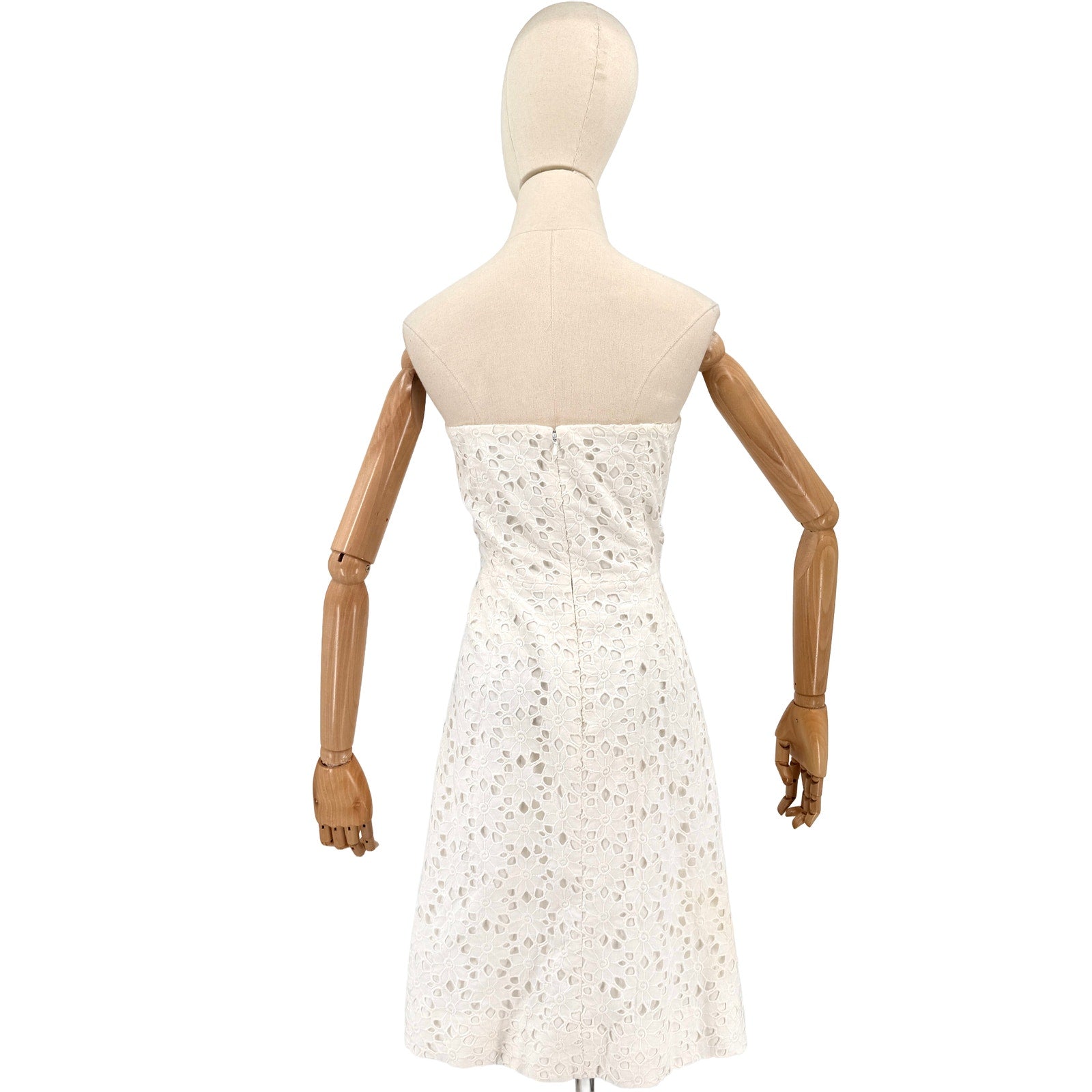 Lilly Pulitzer White Coastal Preppy Eyelet Lace Corset Strapless Midi Dress