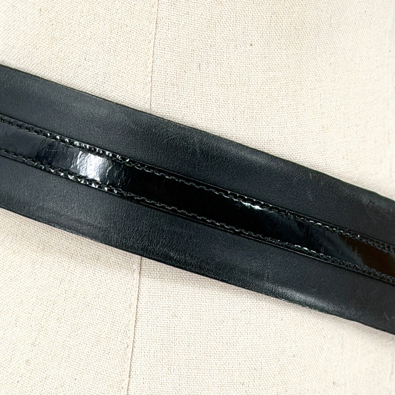 Lauren Ralph Lauren Wide Black Italian Leather O-Ring Adjustable Belt