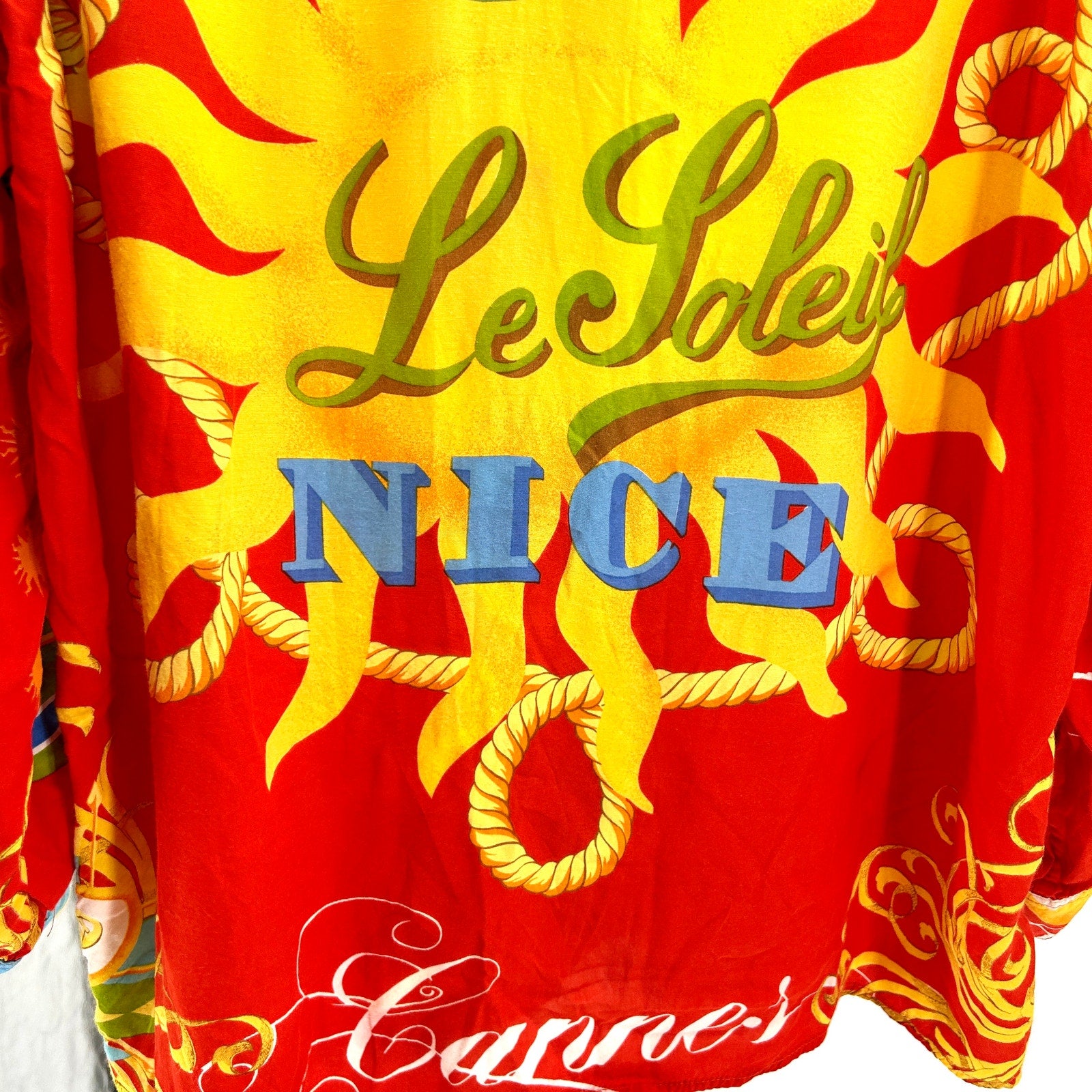 Vintage 90s Oaks by Ferre Gianfranco Ferré Red Riviera Soleil Cannes Shirt