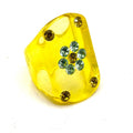 Vintage 90s Yellow Resin Rhinestone Flower Chunky Statement Ring