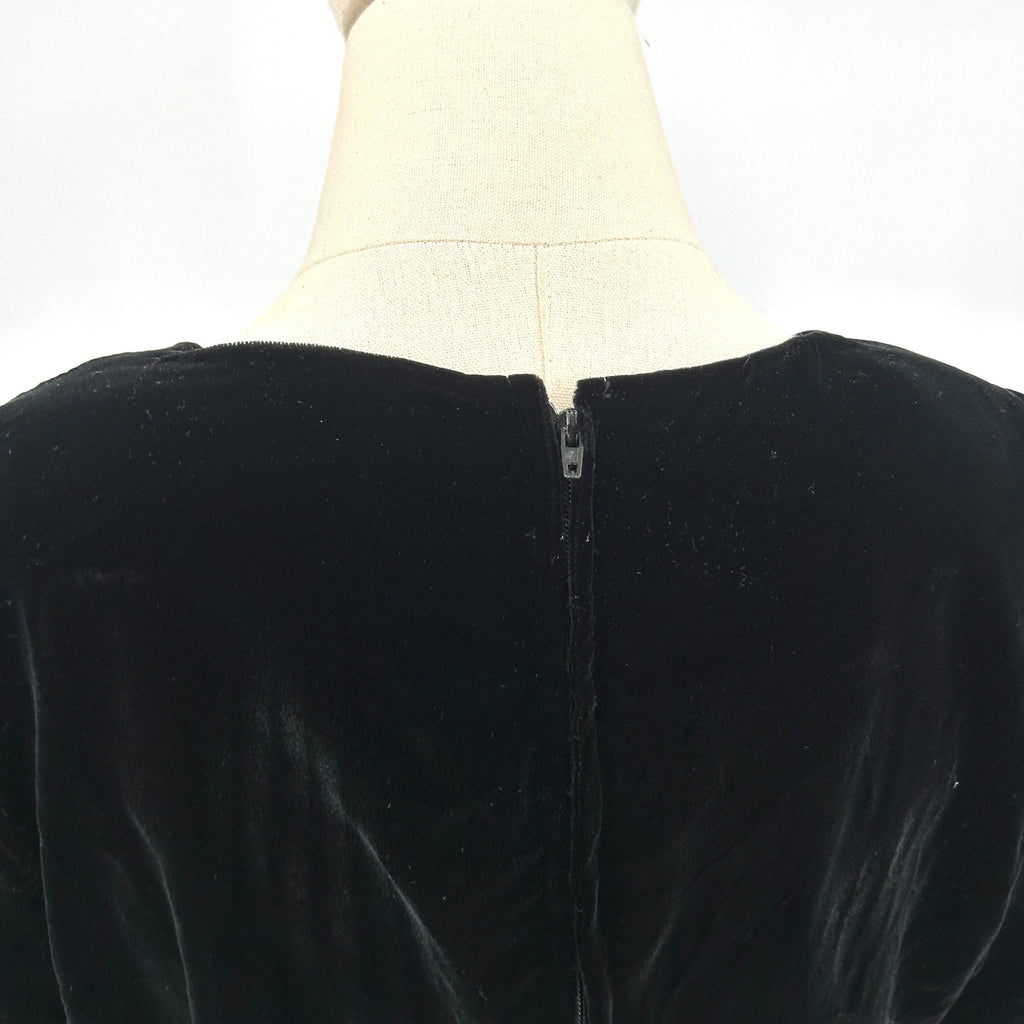 Vintage 80s Black Velvet Puff Sleeve Romantic Goth Evening Blouse