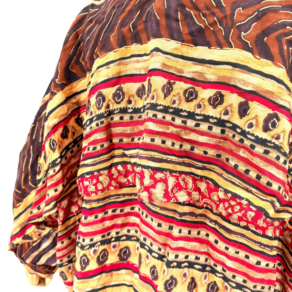 Vintage 80s Simply Heritage Tribal Leopard Print Rayon Duster Kimono