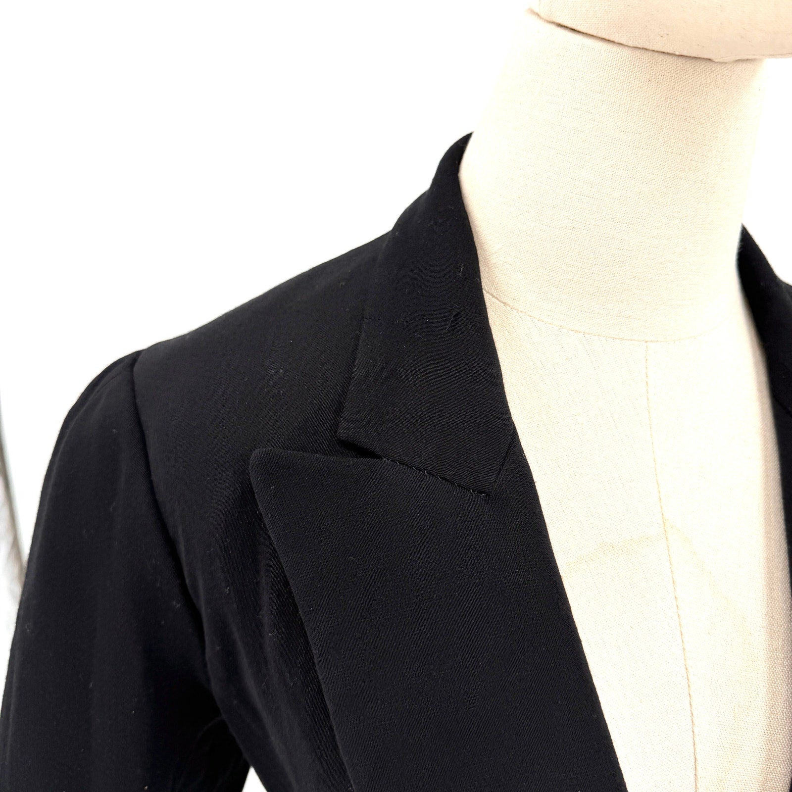 Vintage 80s Lolita Lempicka Black 100% Wool Sharp Tailoring Puff Sleeve Blazer